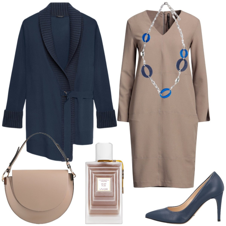 Outfit donna - Basico chic. Stile Basic per Tutti i giorni. Abbinamento con vestiti corti, décolleté, borse a mano, profumi, cardigans, ciondoli.