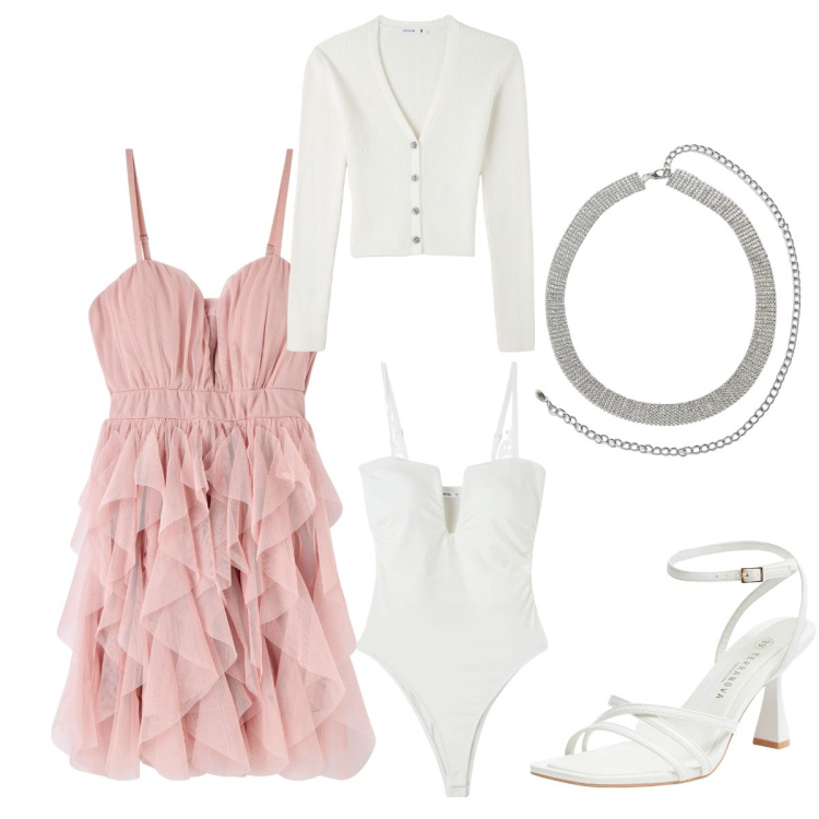 Outfit donna - Total look #1826071. Stile Bon Ton per Cerimonia. Abbinamento con cinture, vestiti corti, cardigans, body, sandali col tacco.