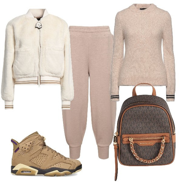 Outfit donna - Total look #1826144. Stile Sporty chic Abbinamento con zaini, cappotti, pullovers, sneakers, pantaloni.