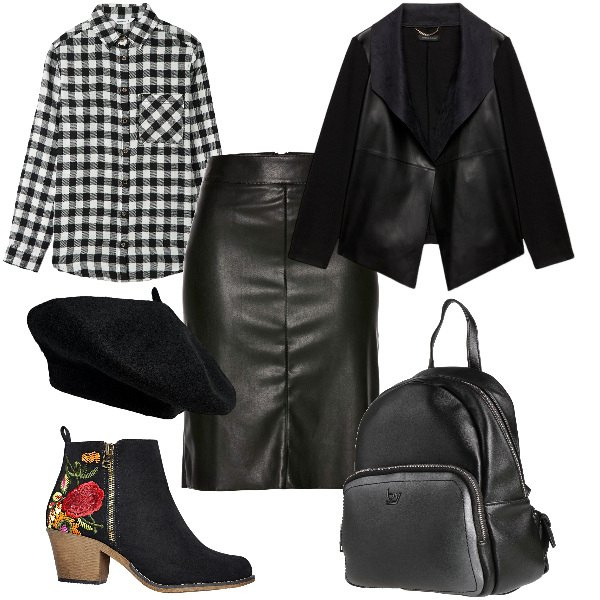 Outfit donna - Total look #1826242. Stile Romantica Abbinamento con stivaletti, gonne longuette, zaini, camicie, cappelli e berretti, blazer.