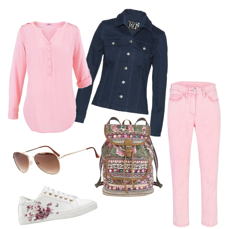 Outfit donna - Tutto bonprix ... Stile Casual chic per Tutti i giorni. Abbinamento con tuniche, pantaloni, sneakers, occhiali da sole, blazer, zaini.