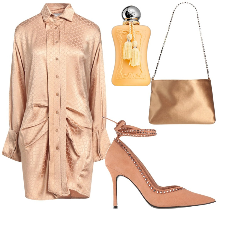 Outfit donna - Semplice. Stile Casual chic per Cerimonia. Abbinamento con décolleté, vestiti corti, borse a mano, profumi.