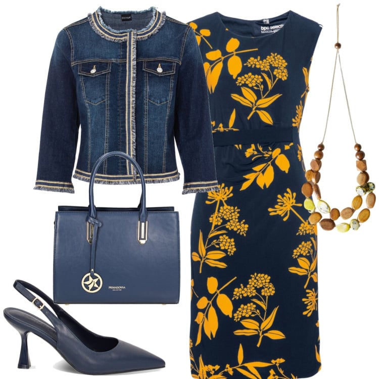 Outfit donna - Total look #1826854. Stile Casual chic per Tutti i giorni. Abbinamento con blazer, vestiti, décolleté, borse a mano, collane.