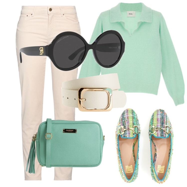 Outfit donna - Le ballerine colorate. Stile Casual chic per Tutti i giorni. Abbinamento con cinture, pantaloni, borse a tracolla, pullovers, occhiali da sole, mocassini.