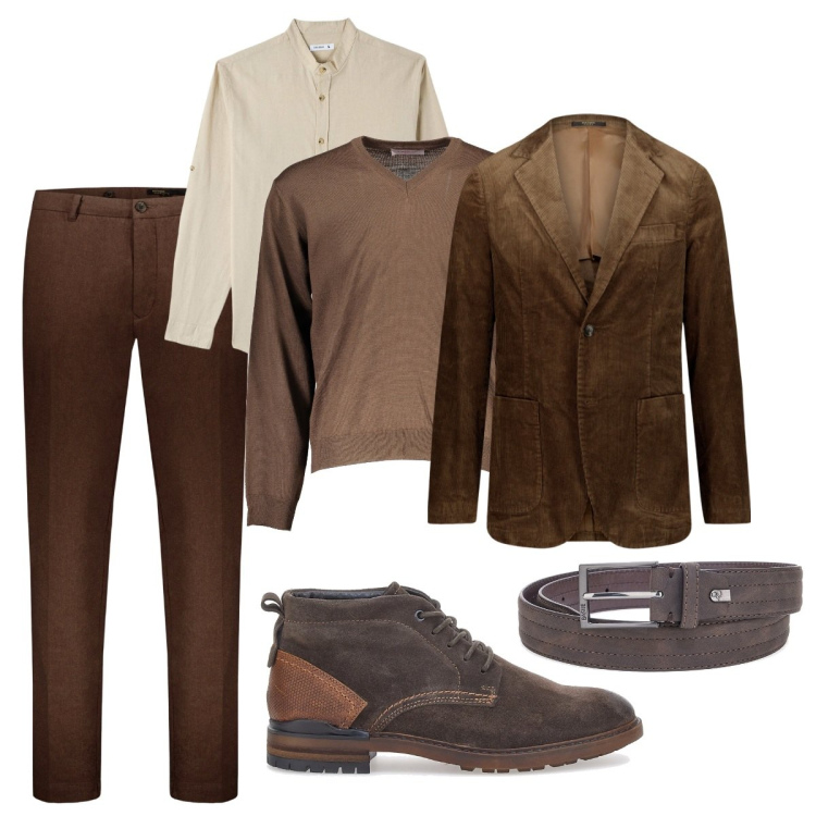 Outfit uomo - Total look #1827087. Stile Business/Elegante per Ufficio. Abbinamento con camicie, scarpe stringate, giacche, pantaloni, maglieria, cinture.