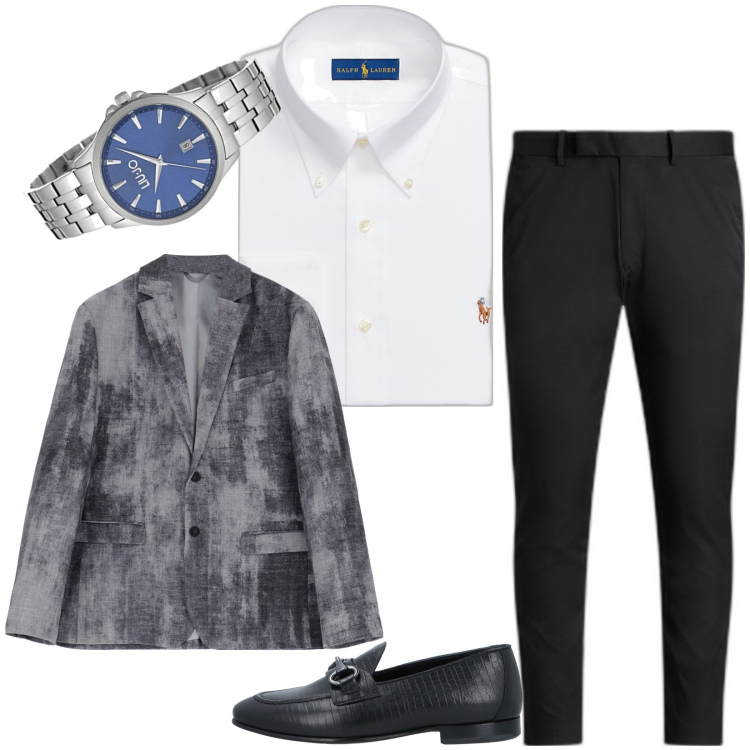 Outfit uomo - Camicia Oxford Polo Ralph Lauren. Stile Business/Elegante per Cerimonia. Abbinamento con orologi, scarpe stringate, giacche, camicie, pantaloni.