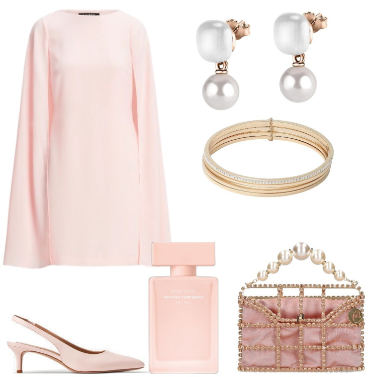 Outfit donna - Total look #1827400. Stile Bon Ton per Cerimonia. Abbinamento con orecchini, braccialetti, profumi, vestiti, décolleté, pochette.