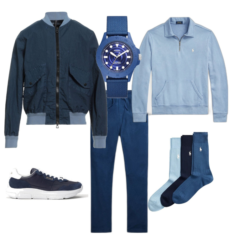 Outfit uomo - Casual per tempo libero. Stile Casual per Tutti i giorni. Abbinamento con giacche, orologi, felpe, calzini, pantaloni, sneakers.