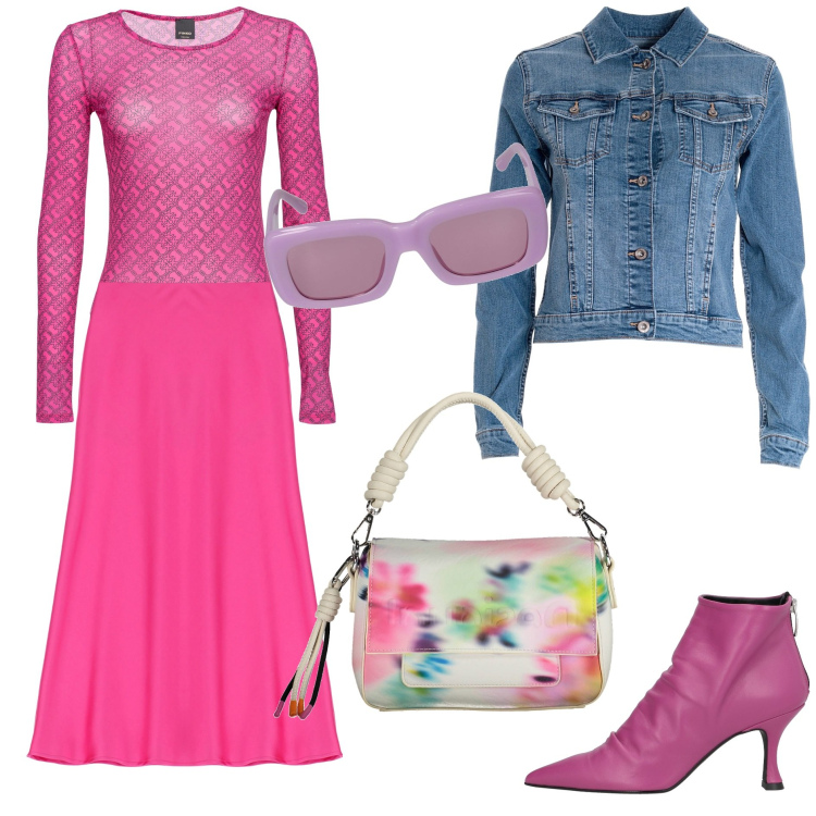 Outfit donna - Primavera trendy. Stile Trendy per Tutti i giorni. Abbinamento con stivaletti, maglieria, gonne longuette, giacche, borse a spalla, occhiali da sole.