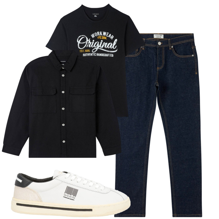 Outfit uomo - Style. Stile Urban per Tutti i giorni. Abbinamento con sneakers, cappotti, t-shirt, jeans.