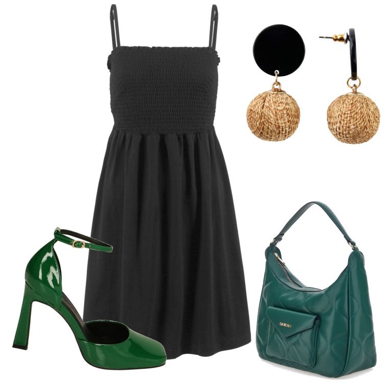 Outfit donna - Total look #1827807. Stile Casual chic per Serata fuori. Abbinamento con vestiti, orecchini, décolleté, borse a spalla.