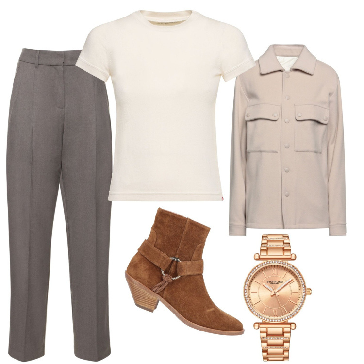 Outfit donna - Total look #1827817. Stile Casual per Tutti i giorni. Abbinamento con camicie, stivaletti texani, orologi, pantaloni, t-shirt.