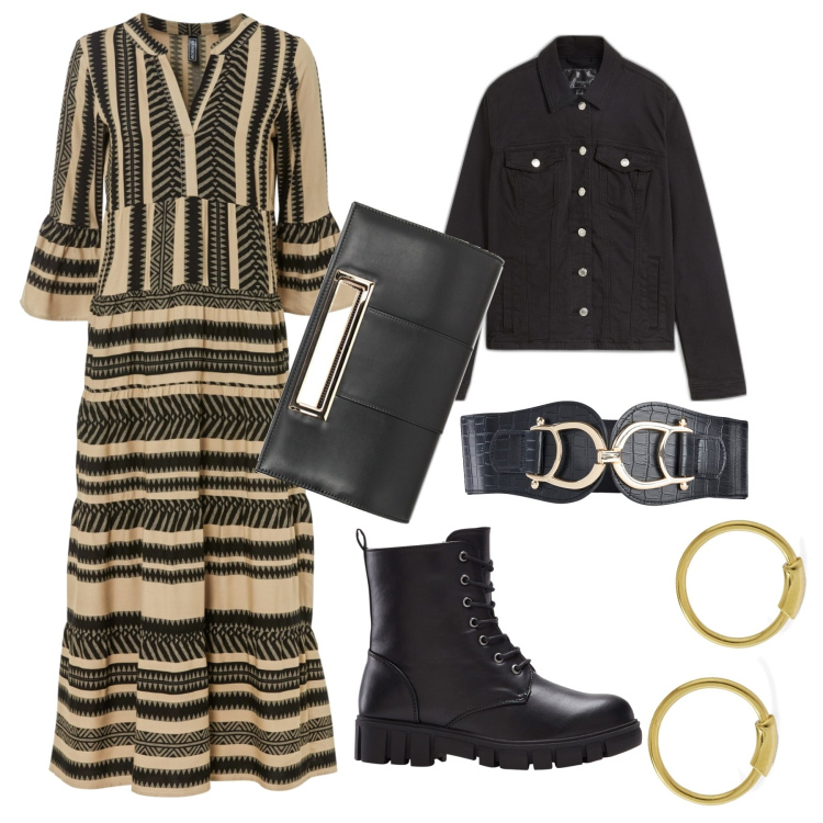 Outfit donna - Sheridan bohémien. Stile Boho per Tutti i giorni. Abbinamento con blazer, stivaletti, vestiti lunghi, cinture, pochette, orecchini.