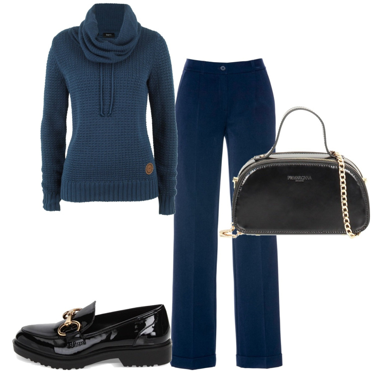 Outfit donna - Total look #1828003. Stile Casual per Tutti i giorni. Abbinamento con pantaloni, maglieria, mocassini, borse a mano.