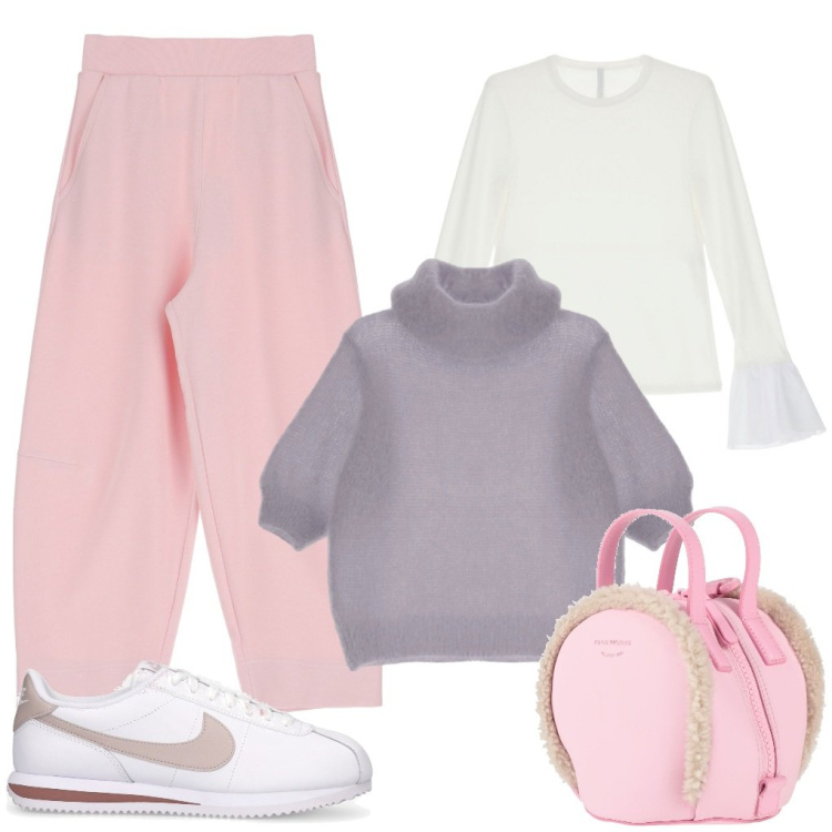 Outfit donna - Marta: la cucciola di casa. Stile Bon Ton per Tutti i giorni. Abbinamento con zaini, pantaloni, t-shirt, maglieria, sneakers.