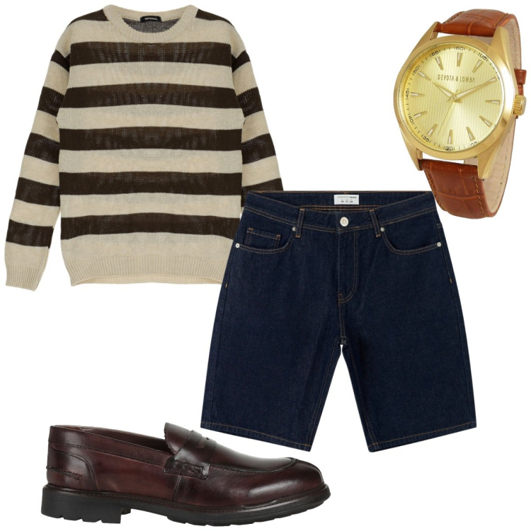 Outfit uomo - Total look #1828713. Stile Casual per Tutti i giorni. Abbinamento con orologi, scarpe stringate, bermuda, pullovers.