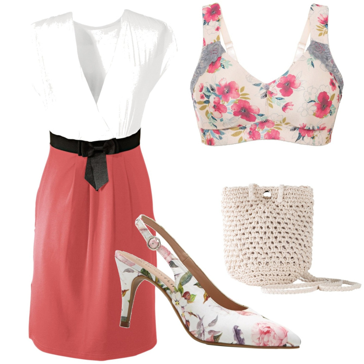 Outfit donna - Total look #1828852. Stile Romantica per Cerimonia. Abbinamento con reggiseni, vestiti, décolleté, borse a tracolla.