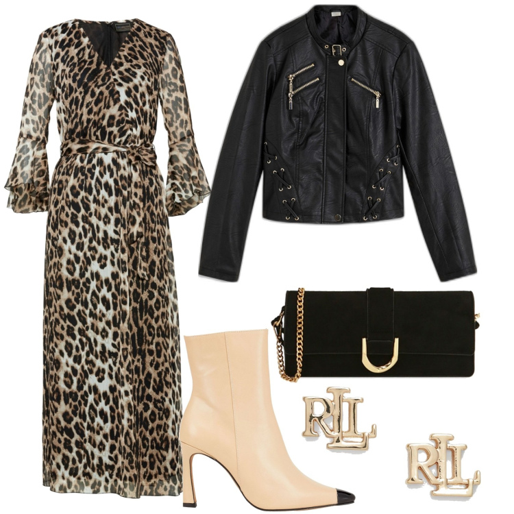 Outfit donna - Teresa: LRL un tocco iconico al look. Stile Trendy per Tutti i giorni. Abbinamento con vestiti lunghi, blazer, stivaletti, pochette, orecchini.