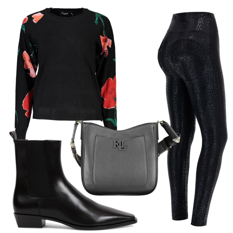 Outfit donna - Total look #1829244. Stile Sporty chic per Tutti i giorni. Abbinamento con pantaloni skinny, maglieria, stivaletti chelsea, borse a tracolla.