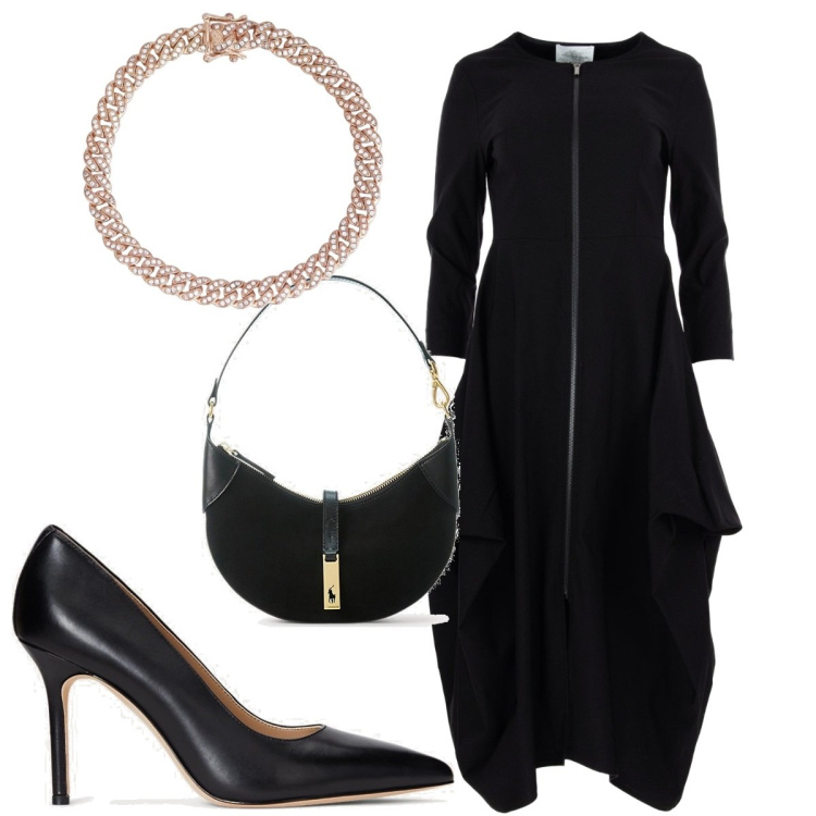 Outfit donna - Total look #1829274. Stile Trendy per Serata fuori. Abbinamento con braccialetti, borse a spalla, décolleté, vestiti midi/longuette.
