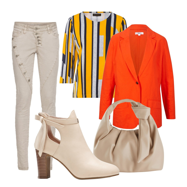 Outfit donna - Total look #1829548. Stile Casual chic per Tutti i giorni. Abbinamento con stivaletti, borse a mano, pantaloni, blazer, maglieria.