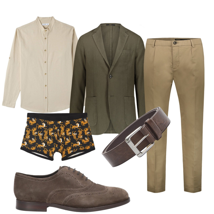 Outfit uomo - Total look #1829552. Stile Business/Elegante per Ufficio. Abbinamento con scarpe stringate, camicie, slip, cinture, pantaloni, giacche.