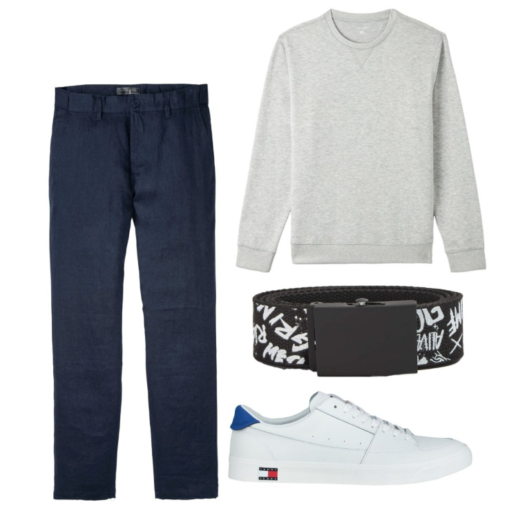 Outfit uomo - Giornata di sole. Stile Urban per Tutti i giorni. Abbinamento con pantaloni, sneakers, felpe, cinture.