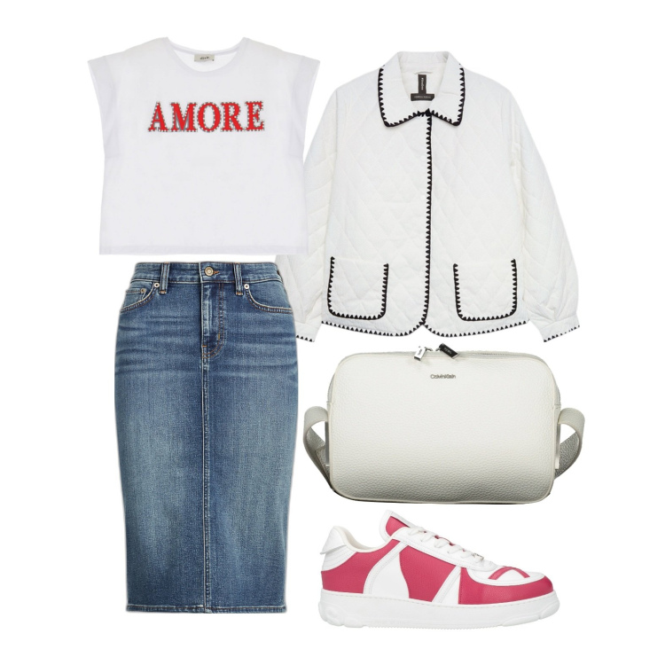 Outfit donna - Ghost outfitter - marzo. Stile Casual chic per Tutti i giorni. Abbinamento con sneakers, t-shirt, gonne, giacche, borse a tracolla.