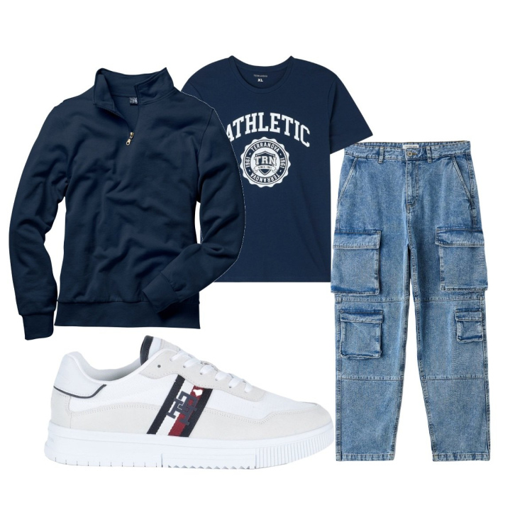 Outfit uomo - Total look #1830068. Stile Casual per Tutti i giorni. Abbinamento con felpe, sneakers, t-shirt, jeans.