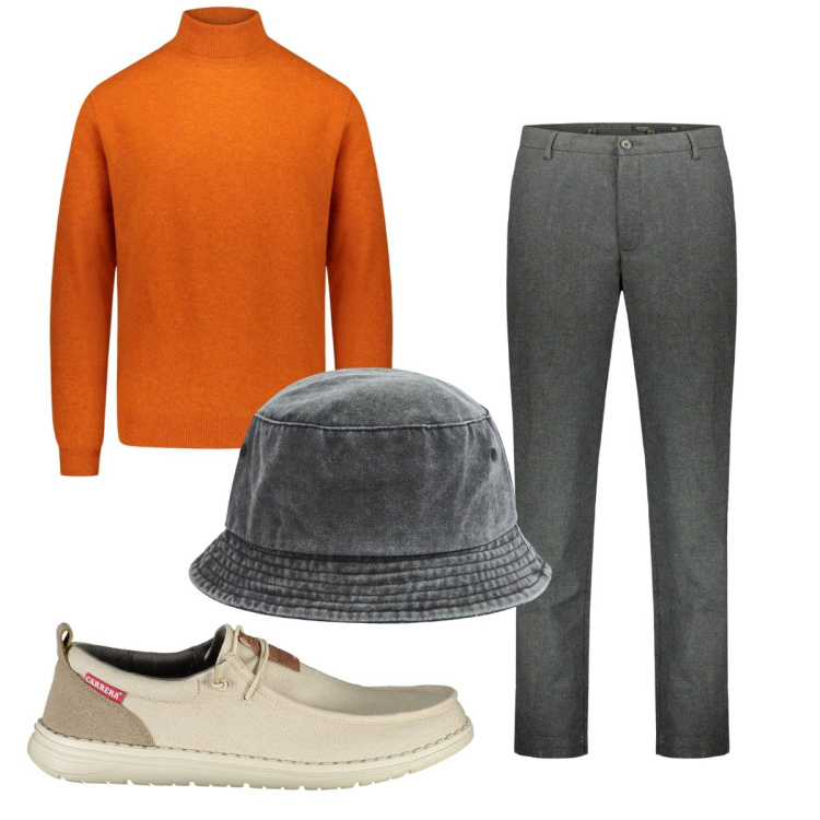 Outfit uomo - Total look #1830081. Stile Casual per Tutti i giorni. Abbinamento con cappelli, maglieria, pantaloni, scarpe stringate.