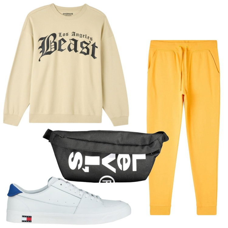 Outfit uomo - Total look #1830246. Stile Trendy per Sport. Abbinamento con sneakers, felpe, pantaloni, borse sportive.