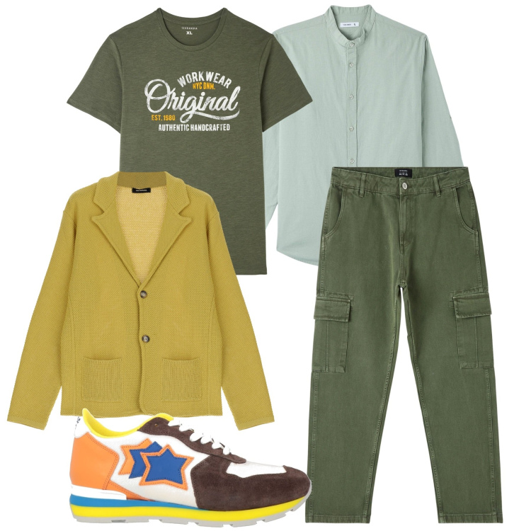 Outfit uomo - Glasgow. Stile Trendy per Tutti i giorni. Abbinamento con sneakers, camicie, t-shirt, pantaloni cargo, giacche.