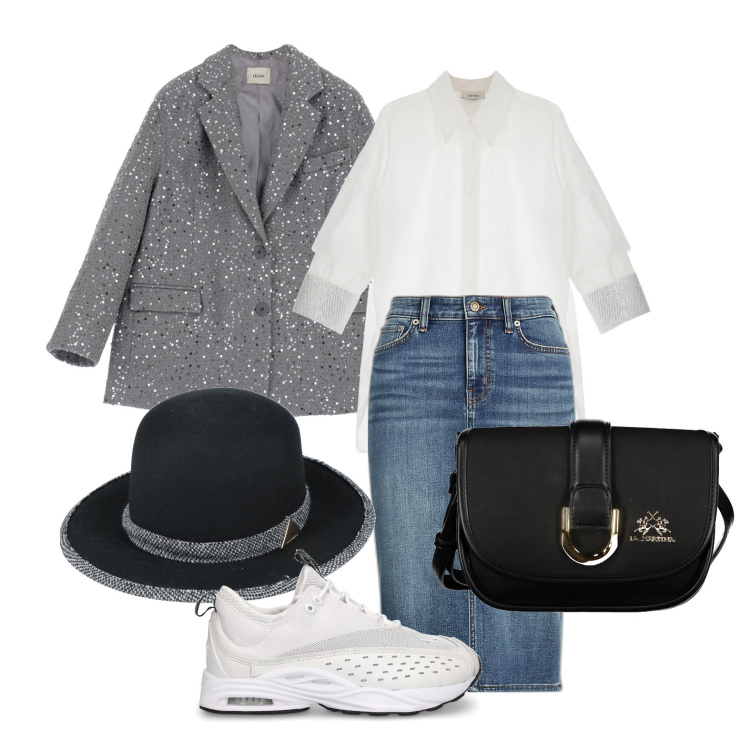 Outfit donna - Ghost outfitter - marzo. Stile Trendy per Tutti i giorni. Abbinamento con cappelli, blazer, camicie, gonne, sneakers, borse a tracolla.