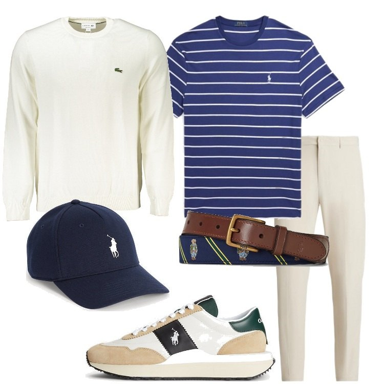 Outfit uomo - Casual con stile. Stile Casual per Tutti i giorni. Abbinamento con cappelli, sneakers, cinture, pantaloni, t-shirt, maglieria.