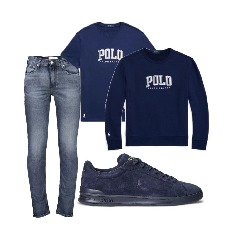 Outfit uomo - Total look #1830517. Stile Trendy per Tutti i giorni. Abbinamento con sneakers, t-shirt, felpe, jeans.