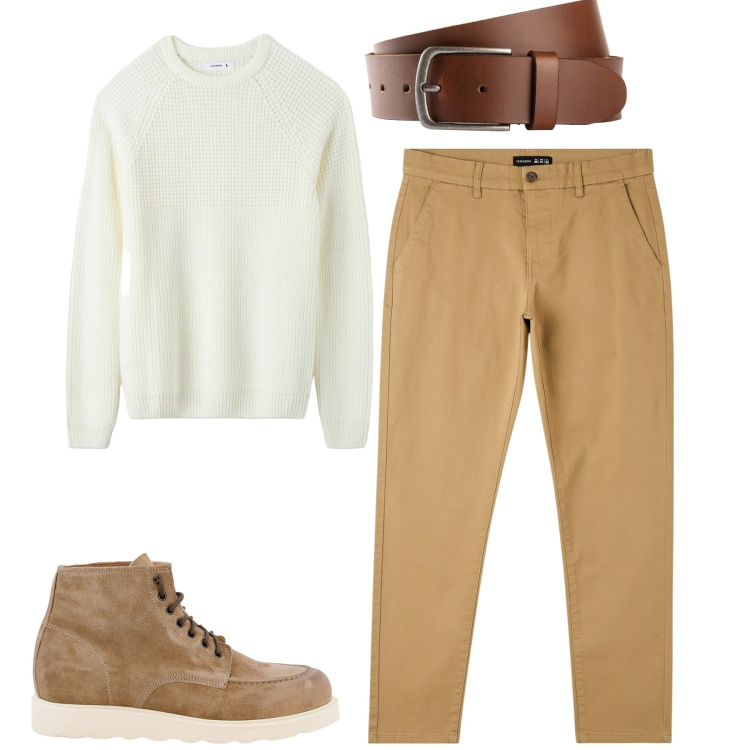Outfit uomo - City. Stile Urban per Tutti i giorni. Abbinamento con cinture, pantaloni skinny, maglieria, sneakers.