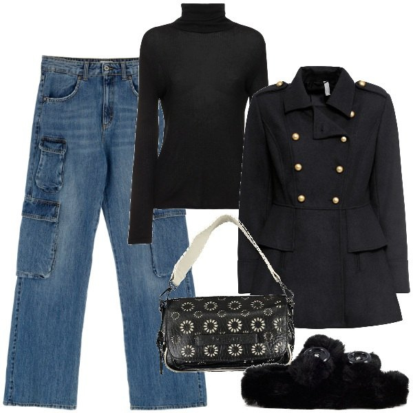 Outfit donna - Jeans disinvolti. Stile Basic per Tutti i giorni. Abbinamento con cappotti, jeans, ciabatte, borse a spalla, maglieria.