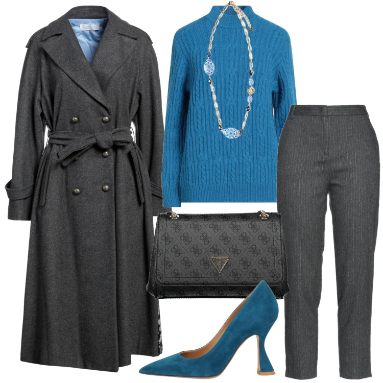Outfit donna - Total look #1831664. Stile Chic per Tutti i giorni. Abbinamento con décolleté, pantaloni, cappotti, maglieria, ciondoli, borse a spalla.