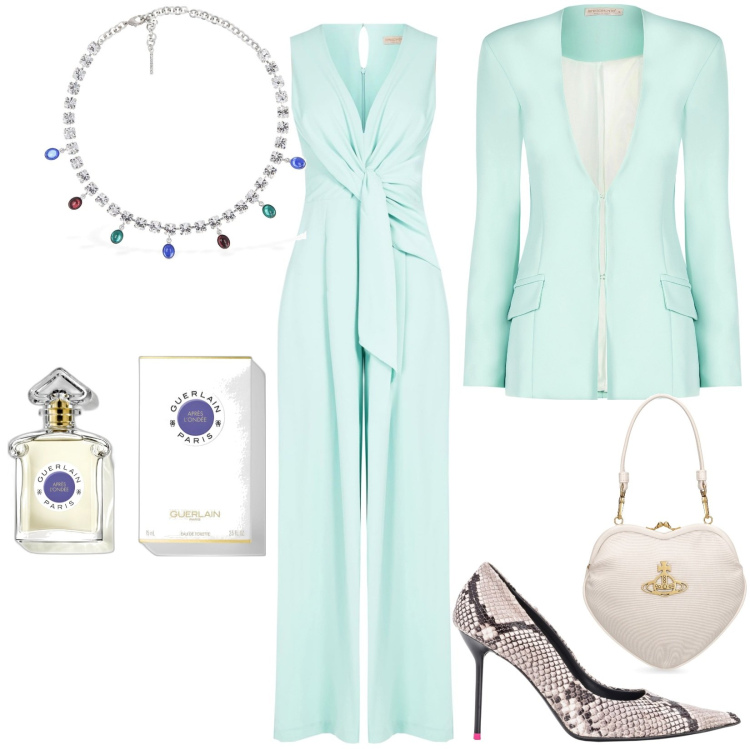 Outfit donna - Total look #1831699. Stile Chic per Cerimonia. Abbinamento con profumi, décolleté, tute, blazer, borse a spalla, collane.