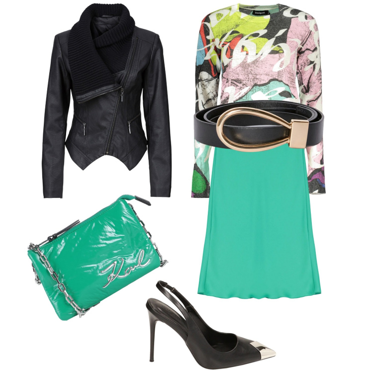 Outfit donna - Mint green. Stile Trendy per Serata fuori. Abbinamento con borse a mano, blazer, gonne longuette, décolleté, maglieria, cinture.