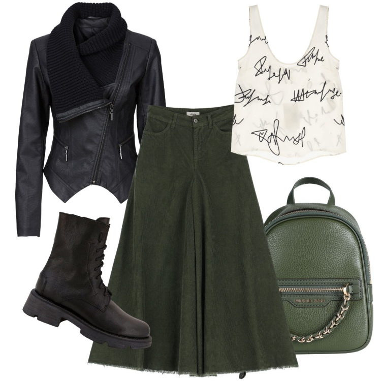 Outfit donna - Rock per la sera. Stile Rock per Serata fuori. Abbinamento con zaini, blazer, top, gonne lunghe, anfibi.