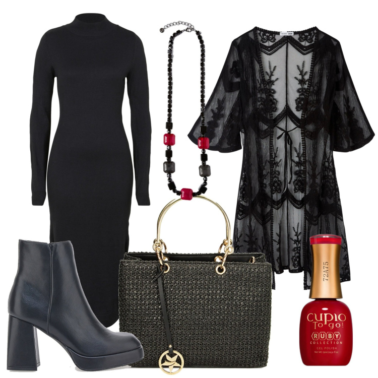 Outfit donna - Femme Fatale. Stile Glamour per Tutti i giorni. Abbinamento con vestiti, smalti, caftani, borse a mano, stivaletti, collane.
