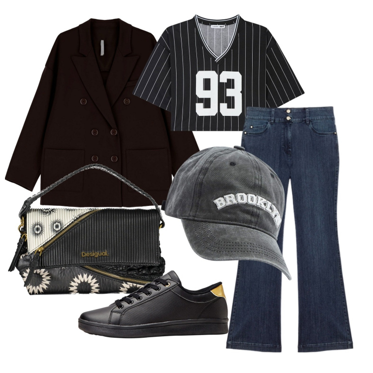 Outfit donna - Ghost outfitter - marzo. Stile Sporty chic per Tutti i giorni. Abbinamento con sneakers, cappelli, t-shirt, giacche, jeans, borse a spalla.