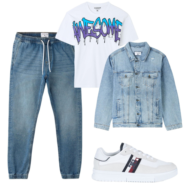 Outfit uomo - Spring time. Stile Urban per Tutti i giorni. Abbinamento con sneakers, giacche, t-shirt, jeans.