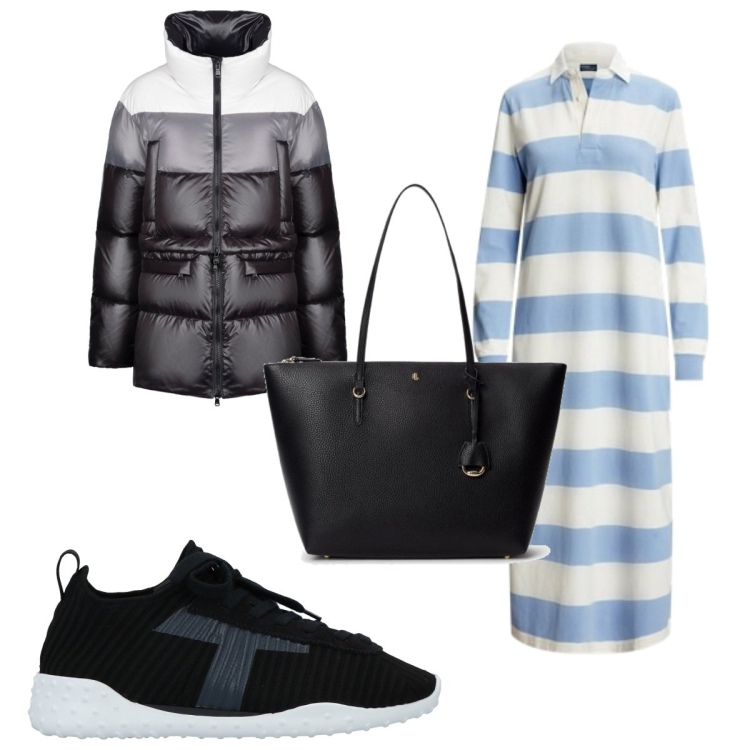 Outfit donna - Total look #1832896. Stile Basic per Tutti i giorni. Abbinamento con sneakers, piumini, borse tote, vestiti asimmetrici.