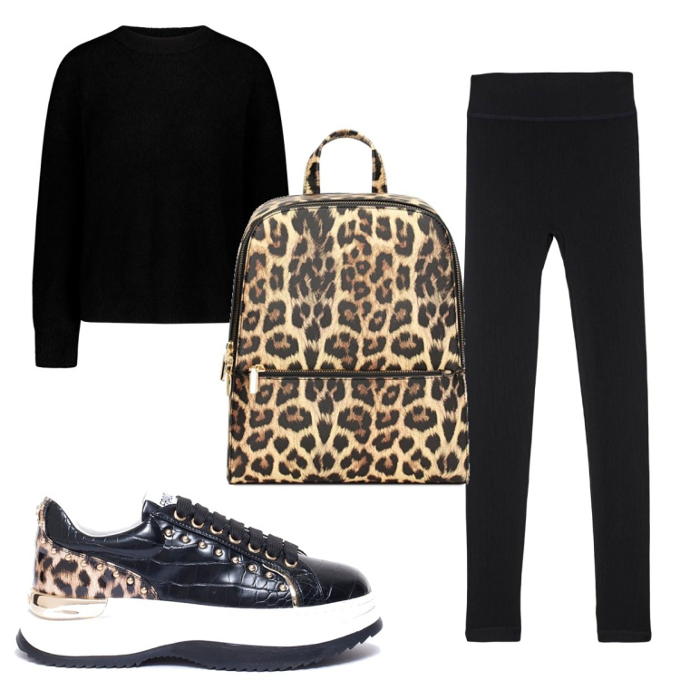 Outfit donna - Total look #1832900. Stile Basic per Sport. Abbinamento con leggings, sneakers, zaini, maglieria.