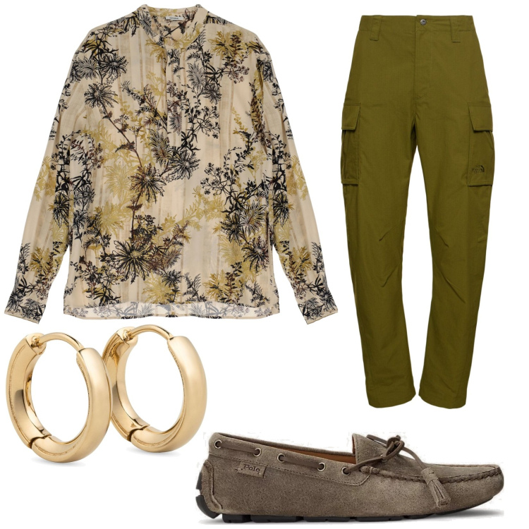 Outfit uomo - Total look #1833014. Stile Trendy per Tutti i giorni. Abbinamento con orecchini, camicie, scarpe stringate, pantaloni cargo.