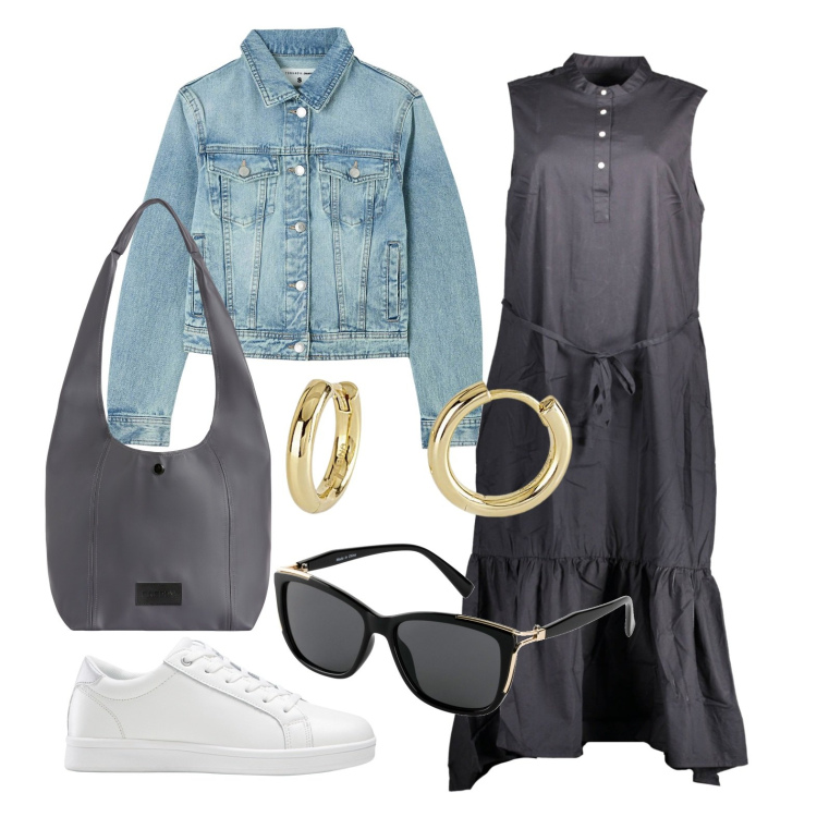 Outfit donna - Ghost outfitter - marzo. Stile Trendy per Tutti i giorni. Abbinamento con sneakers, occhiali da sole, blazer, orecchini, borse a spalla, vestiti lunghi.