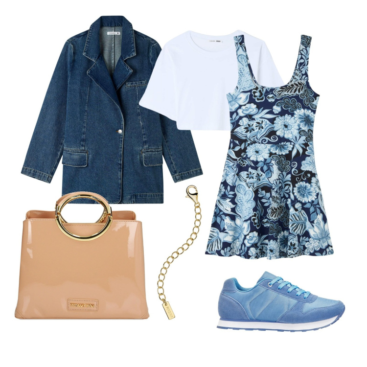 Outfit donna - Ghost outfitter - marzo. Stile Casual per Tutti i giorni. Abbinamento con sneakers, blazer, vestiti corti, t-shirt, collane, borse a mano.