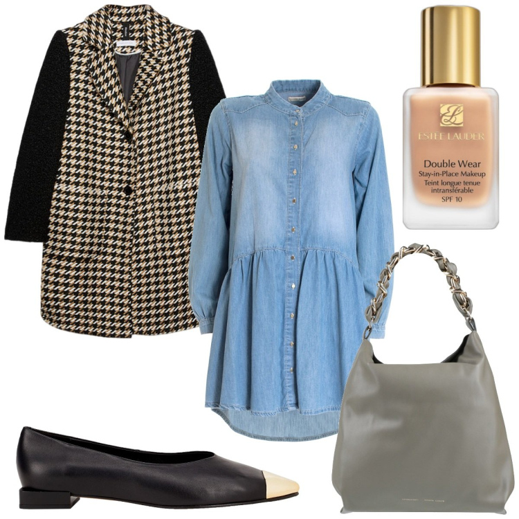 Outfit donna - Total look #1833094. Stile Trendy per Tutti i giorni. Abbinamento con ballerine, borse a mano, fondotinta, vestiti chemisier, cappotti.